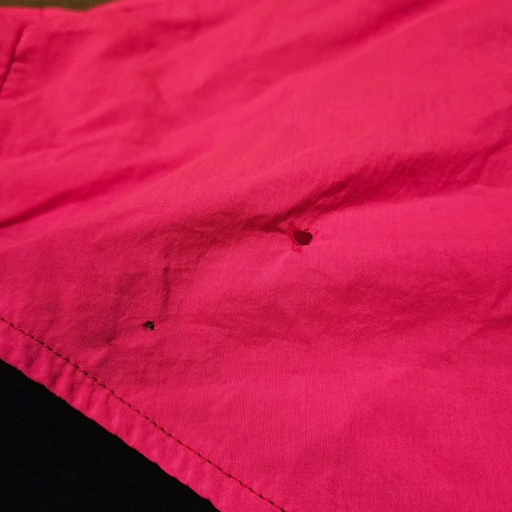 Vintage Surf Style Neon Pink Black Colorblock 1/4 Zip Windbreaker Jacket One Sz - Picture 13 of 14